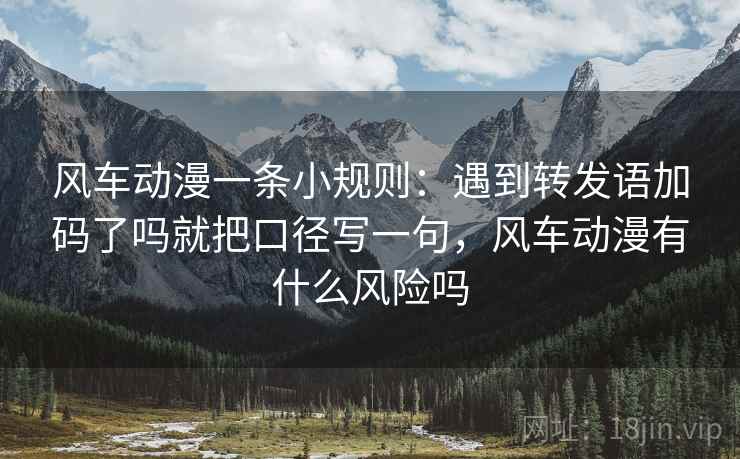 风车动漫一条小规则：遇到转发语加码了吗就把口径写一句，风车动漫有什么风险吗